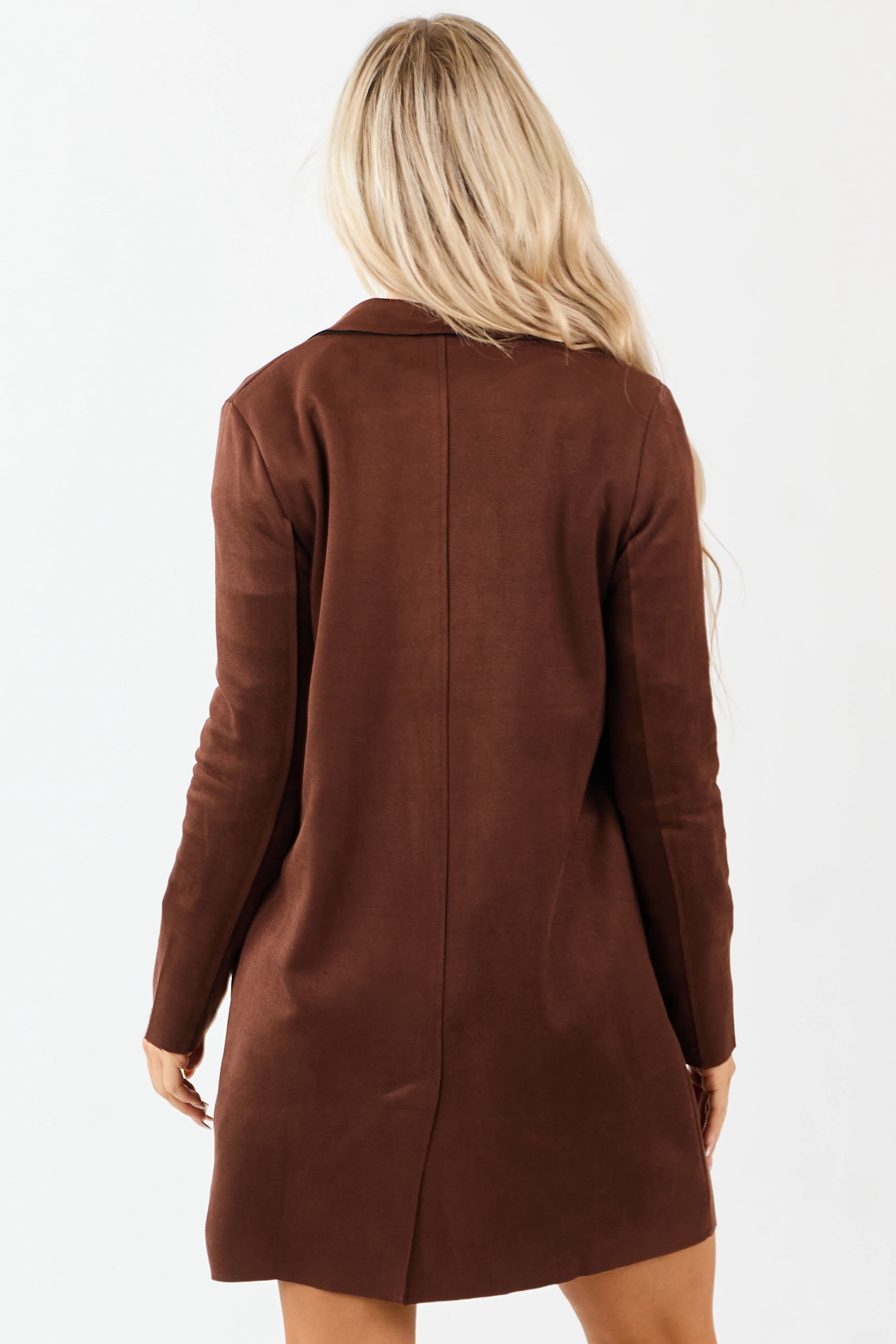Walnut Faux Suede Open Front Jacket - Image 7