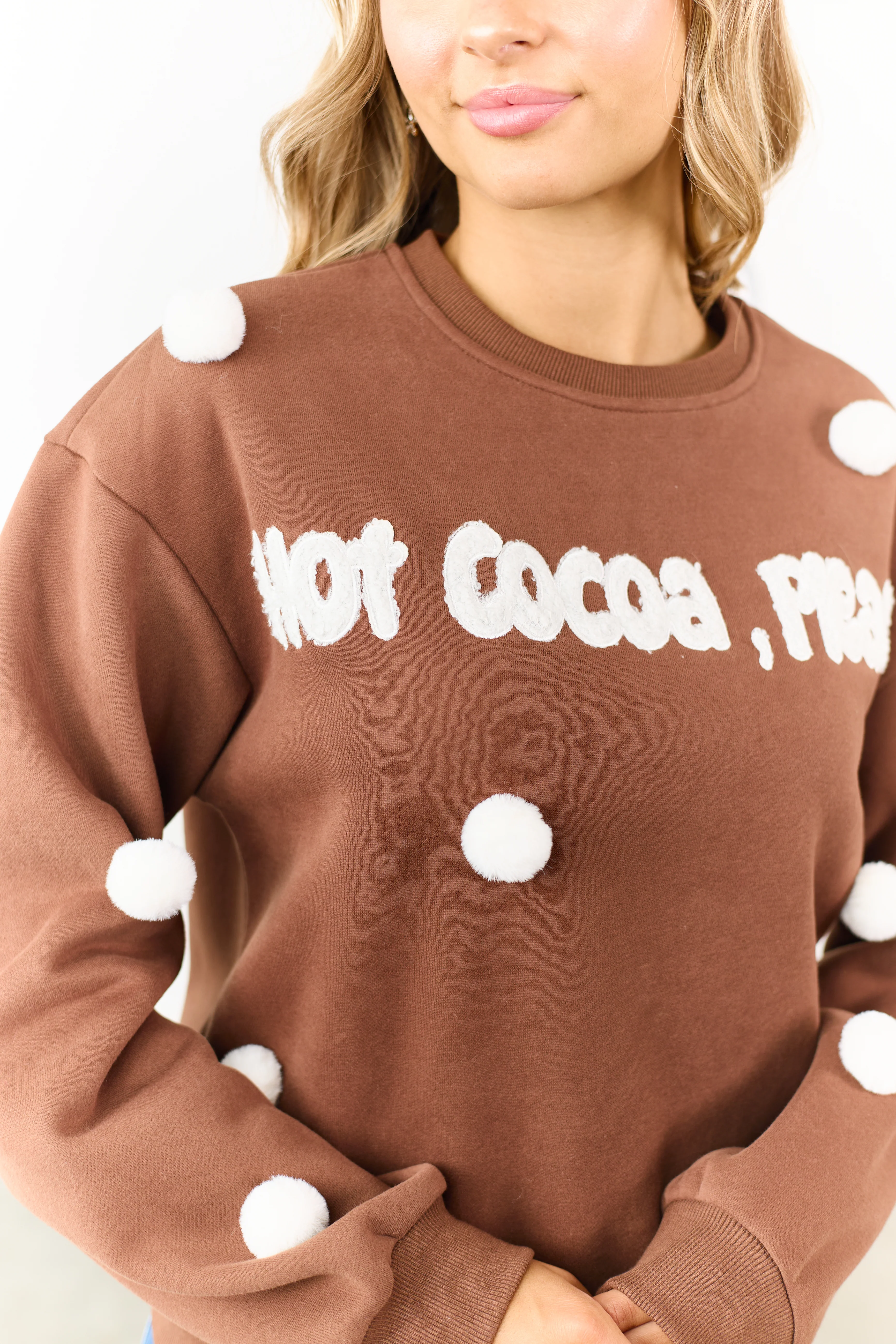 Walnut 'Hot Cocoa, Please' Pom Pom Sweatshirt - Image 4