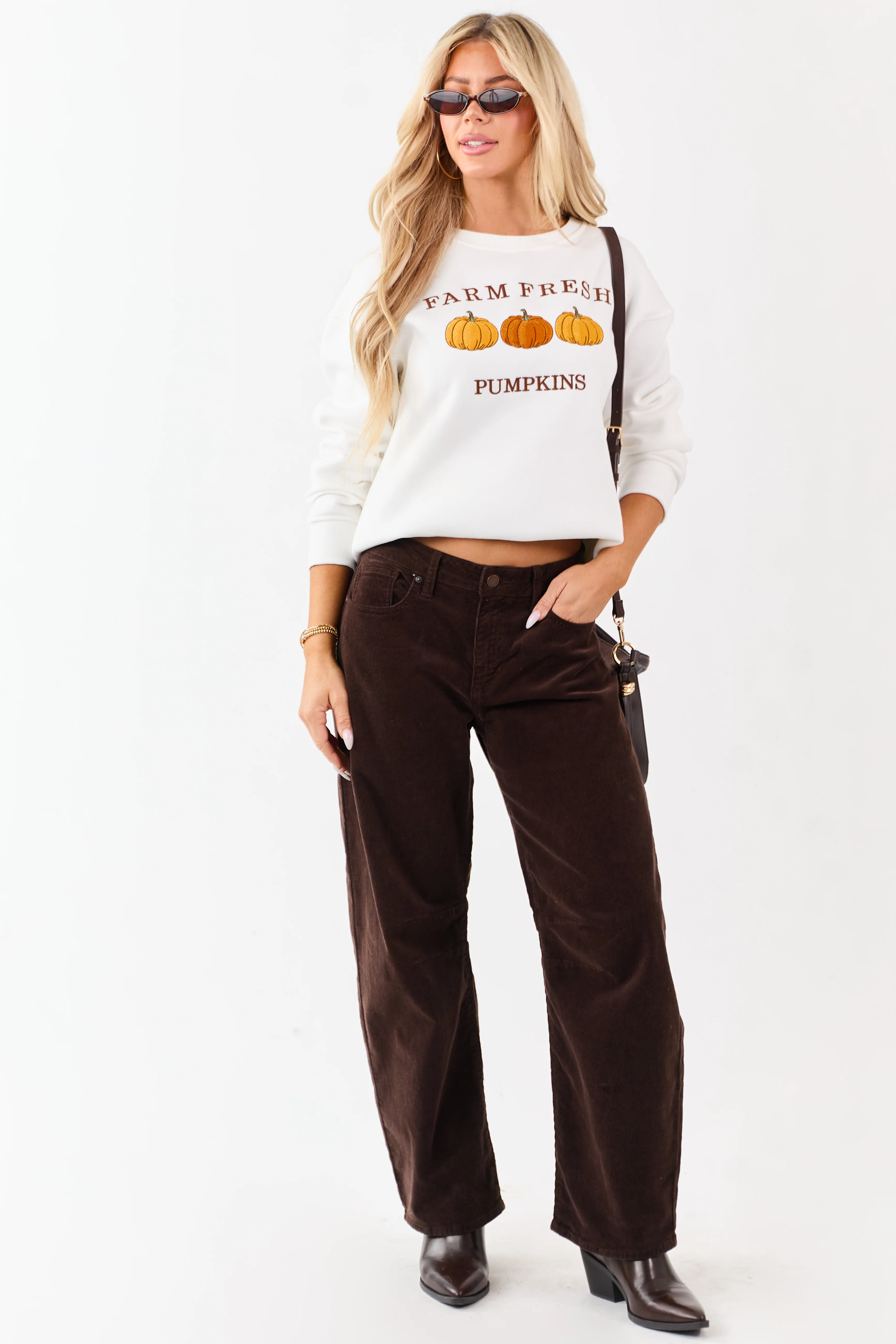 White Pumpkin Graphic Long Sleeve Sweatshirt - Image 3