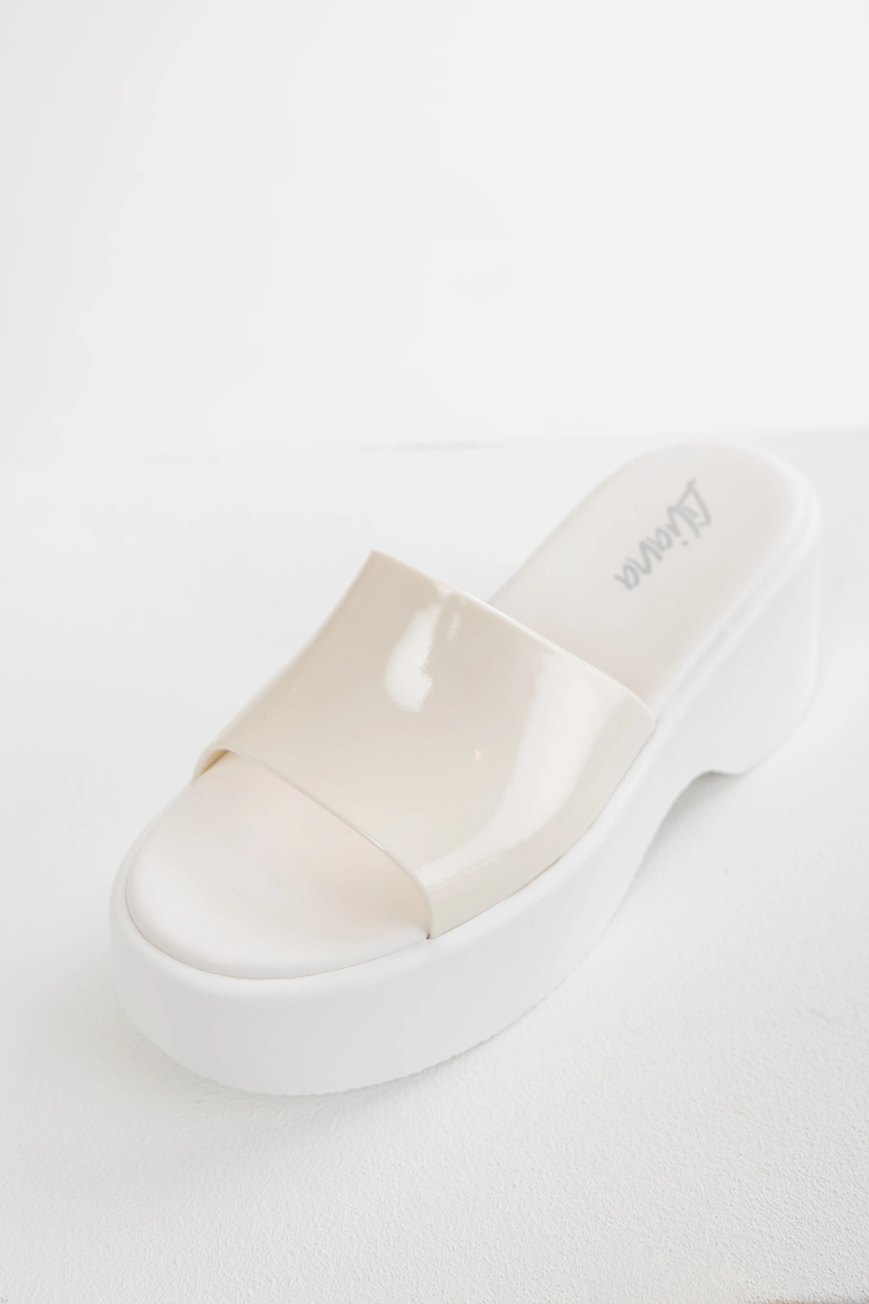 White Single Band Platform Wedge Sandals - Image 3